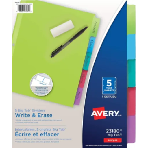 Avery Business Class Index Dividers, 5-Tab Multi-Colour, 1 Set