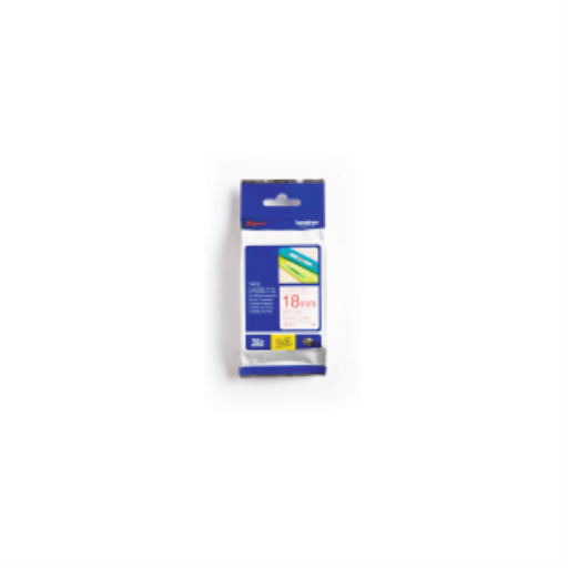 Brother Genuine TZe242 Red on White Laminated Tape for P-touch Label Makers, 18 mm wide x 8 m long