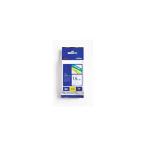 Ruban laminé bleu sur blanc d'origine Brother TZe243 pour étiqueteuses P-touch, 18 mm de large x 8 m de long