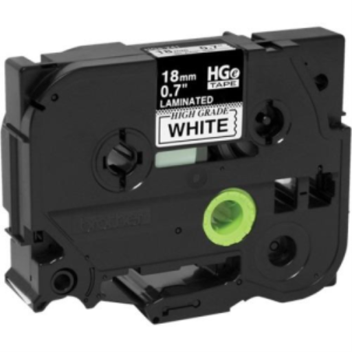 Brother HGE2415 Pack Noir sur blanc Ruban HGe 18 mm avec adhésif standard, 8 m  pack de 5