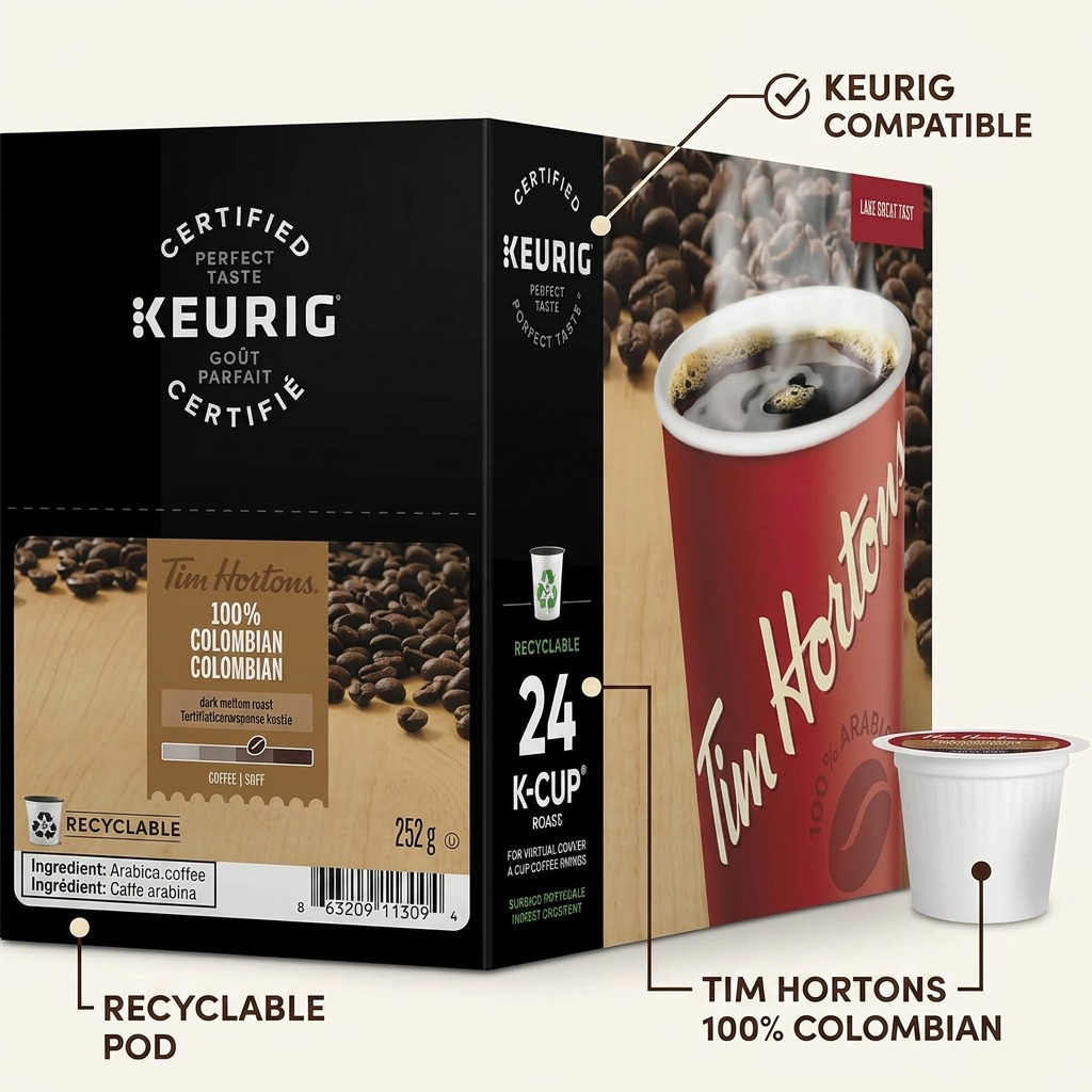 COFFEE-K CUP TIM HORTONS 100% COLOMBIAN-11309 24/BX