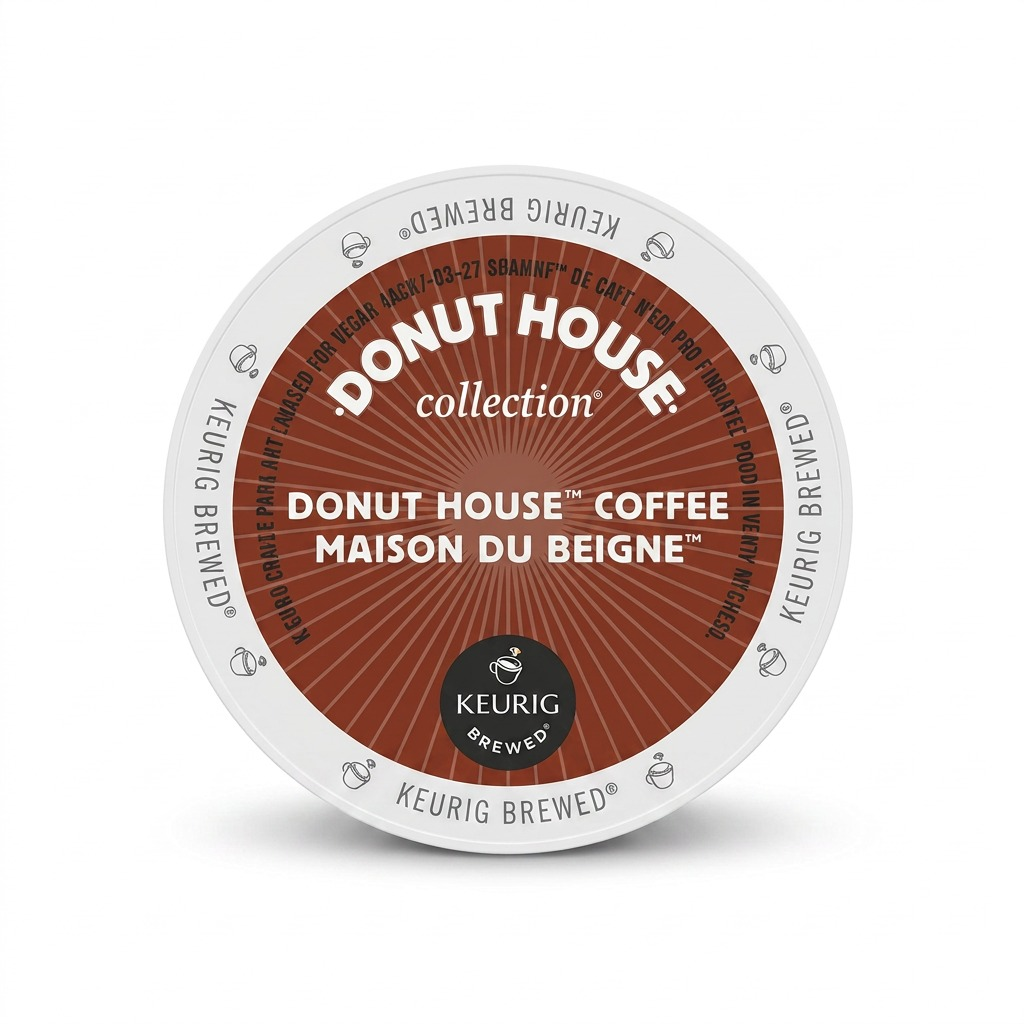 A single Donut House Collection Light Roast Coffee K-Cup pod for Keurig, isolated on white.