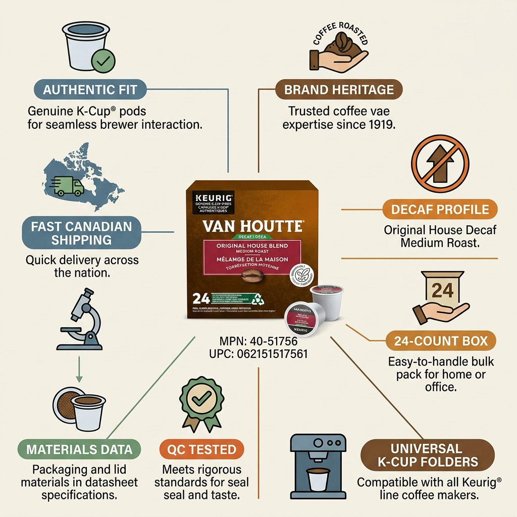 COFFEE-K CUP VAN HOUTTE ORIGINAL HOUSE DECAF 24/BX-34717 24/BX