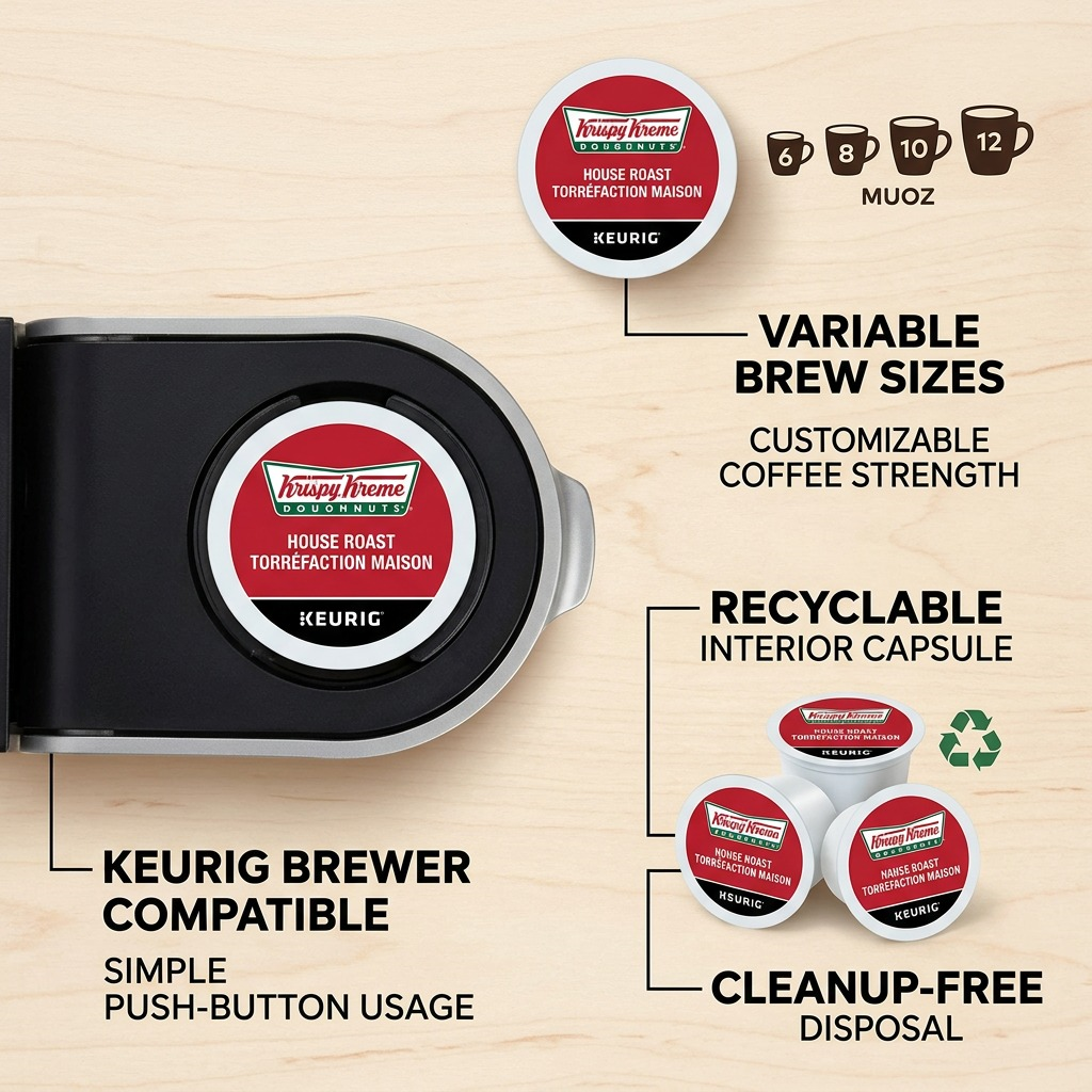 COFFEE-K CUP KRISPY KREME LIGHT MEDIUM HOUSE ROAST, 30/BX 30/BX