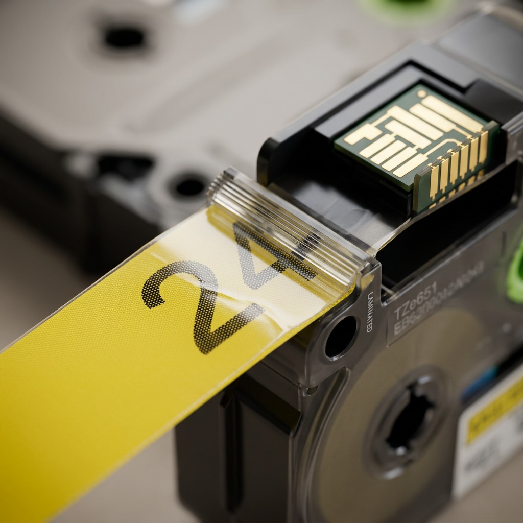 Brother Genuine TZe651 Black on Yellow Laminated Tape for P-touch Label Makers, 24 mm wide x 8 m long