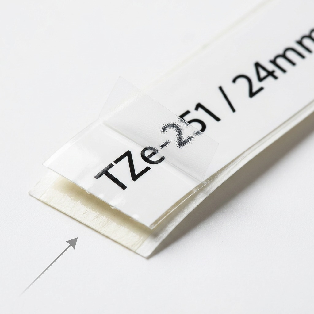 Brother Genuine TZe251 Black on White Laminated Tape for P-touch Label Makers, 24 mm wide x 8 m long