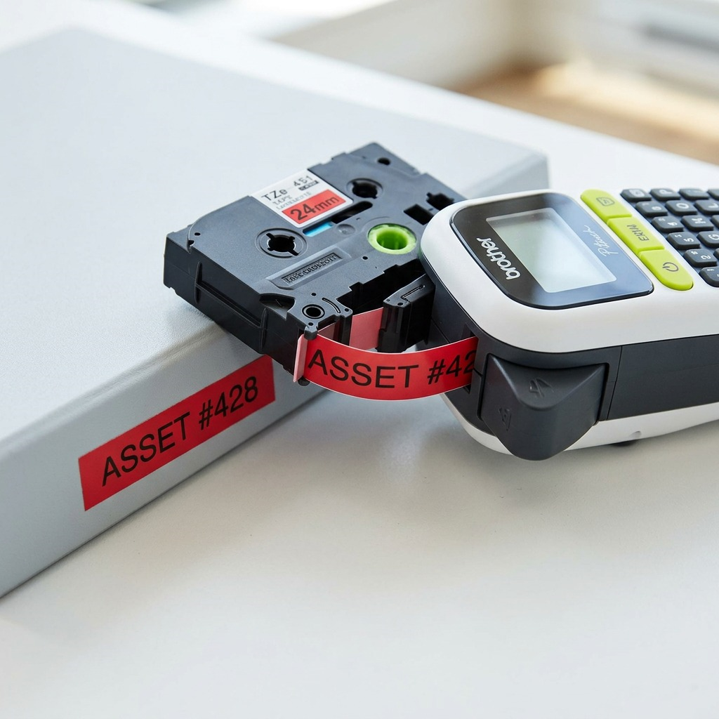 Brother Genuine TZe451 Black on Red Laminated Tape for P-touch Label Makers, 24 mm wide x 8 m long