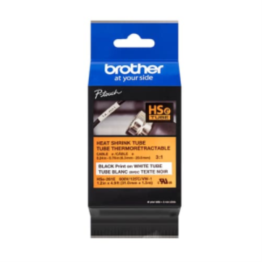Étiquette thermorétractable Brother HSE261E noire sur blanc 31 mm x 1,5 m