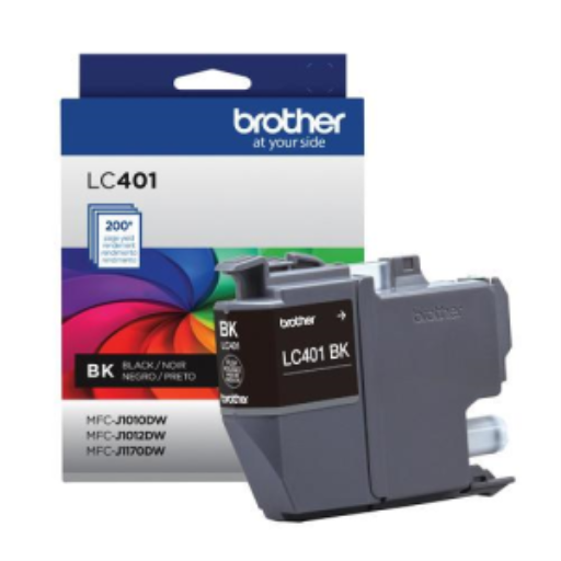 Cartouche d'encre noire Brother Genuine LC401BKS, capacité standard