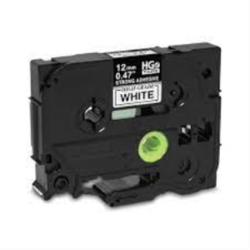 Brother HGE2315 Pack Ruban Noir sur Blanc HGe 12 mm avec Adhésif Standard, 8 m   Pack de 5