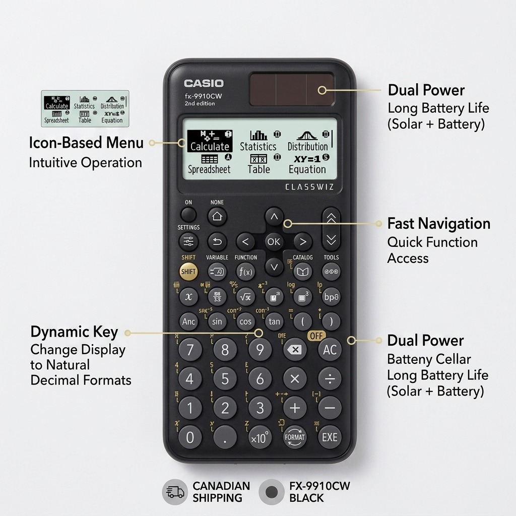 Casio FX-9910CW Black AAA Power Scientific Calculator