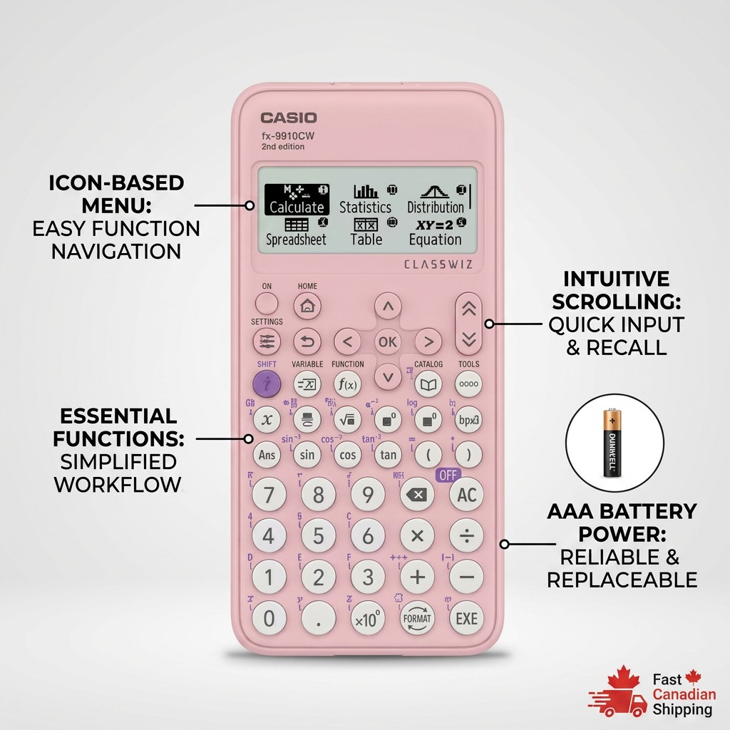 Casio FX-9910CW Pink AAA Power Scientific Calculator