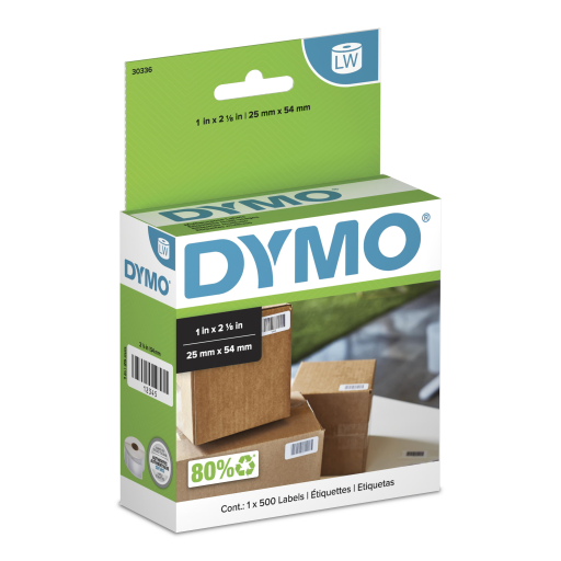 Dymo LW Multi-Purpose Labels - 1" x 2-1/8", 1 Roll of 500