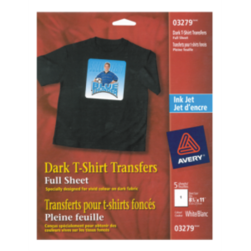 Avery Dark T-Shirt Transfer Sheets, 8 1/2" x 11", 5 Sheets/Envelope