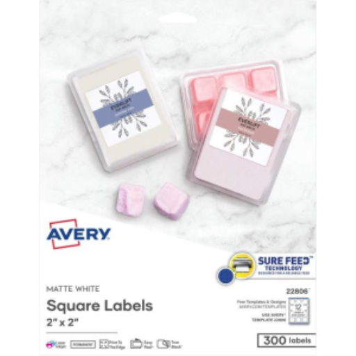Avery Print-to-the-Edge Square Labels, 2" x 2", 25 Sheets/Envelope