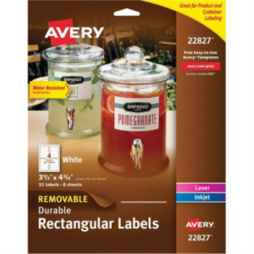 Avery White Durable Rectangular Labels, 4 3/4" x 3 1/2"
