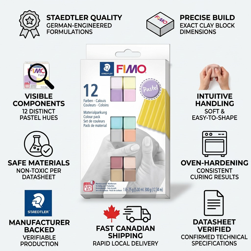 Staedtler Set Modelling Clay Fimo Soft Pastel Colours 12 Color Pack
