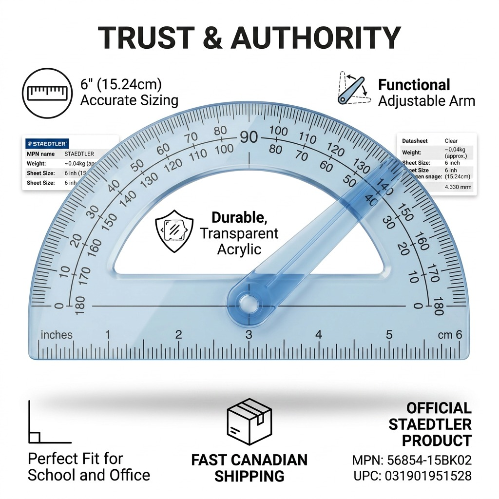 Staedtler Protractor, 6-inch with Arm Black