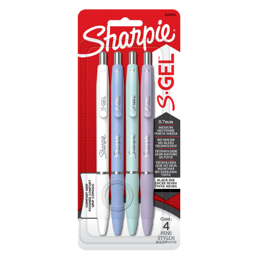 Sharpie S-Gel, Trending Colors, Medium Point (0.7 mm), 4 Count
