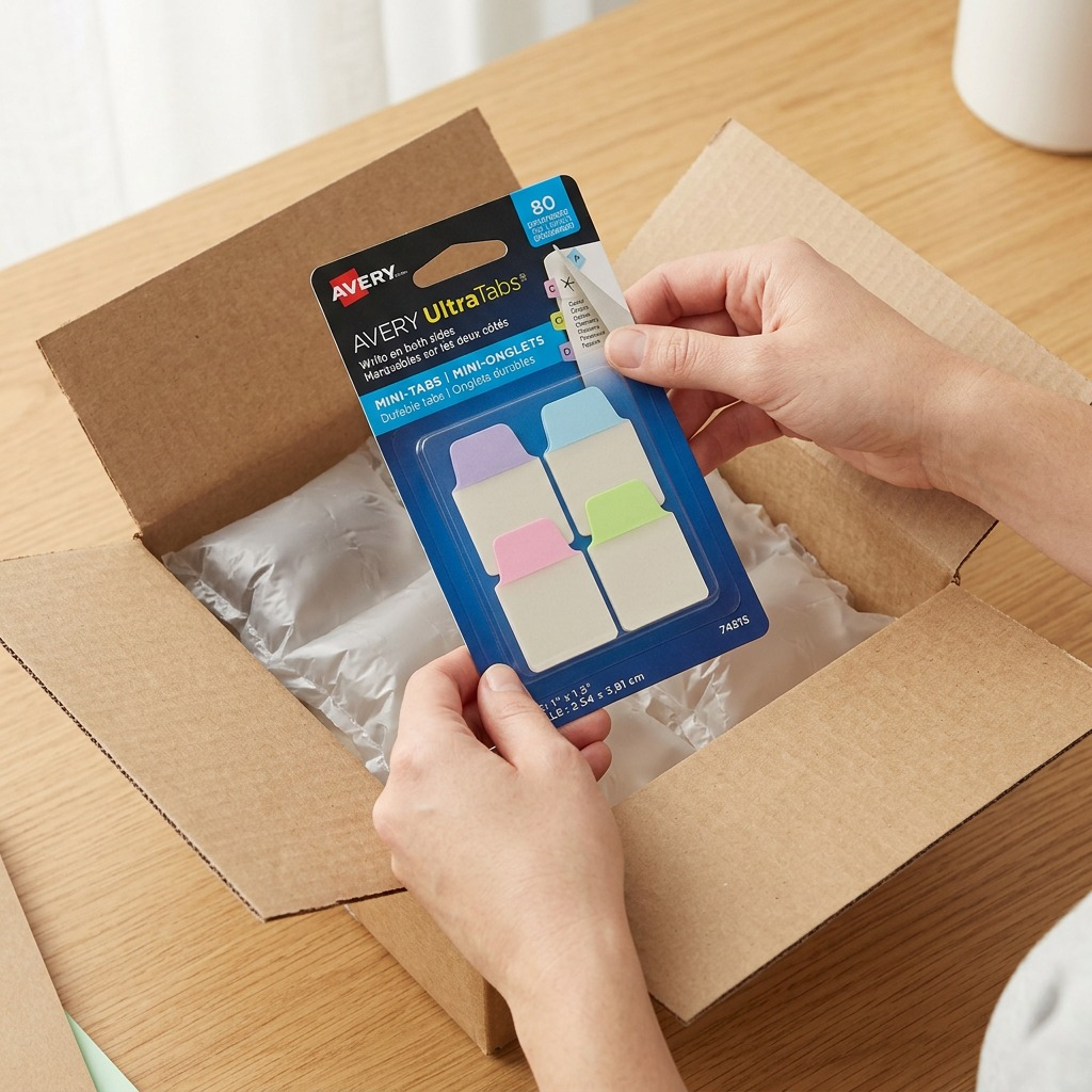 Avery Mini Tabs 1 x 1.5, Pastel Colours, Lavender, Light Blue, Light Green, Pink, 80 pack