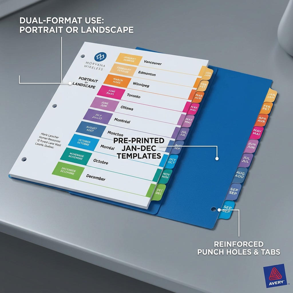 Avery 11127 – Ready Index Table of Contents Dividers (Jan-Dec)