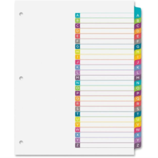 Intercalaires Avery Ready Index onglets contemporains arqués, onglets A-Z, laser/jet d'encre