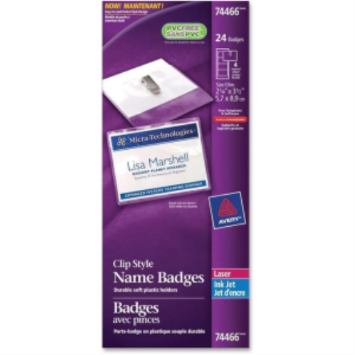 Kit de badges nominatifs Avery, style clip, compatible vêtements, 2 1/4"