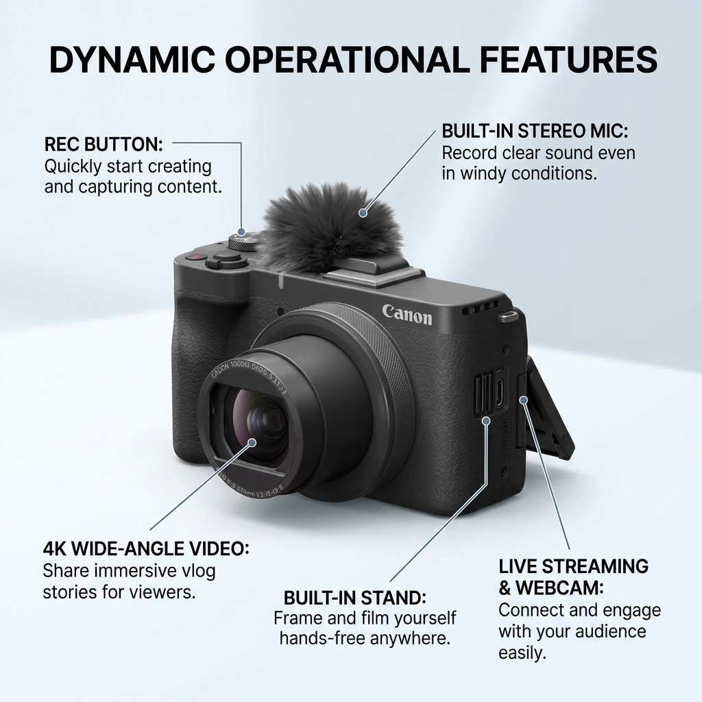 Canon 6390C001 – PowerShot V10 Vlogging Camera – 4K Video & Built-in Stand