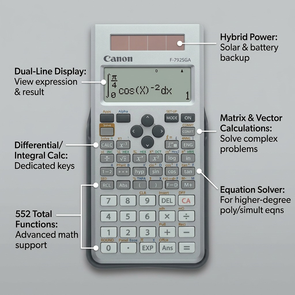 Canon 648 Function Scientific Calculator (6608B002) F-792SGA – Grey