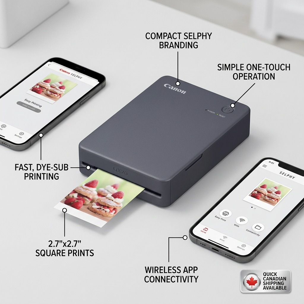 Canon SELPHY QX20 – Compact Photo Printer (Dark Gray)