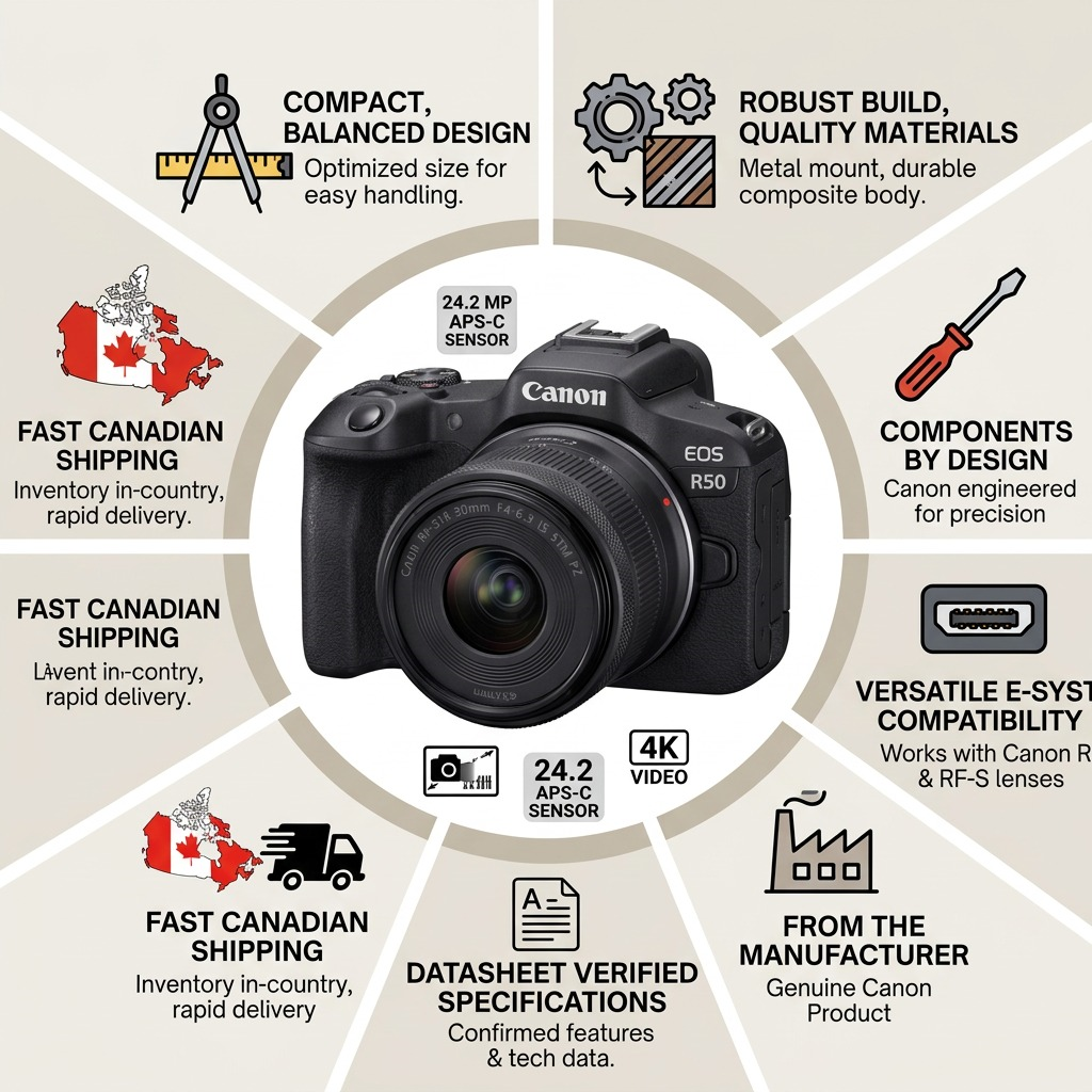 Canon EOS R50 – V + RF-S14-30mm F4-6.3 IS STM Pz Lens Kit