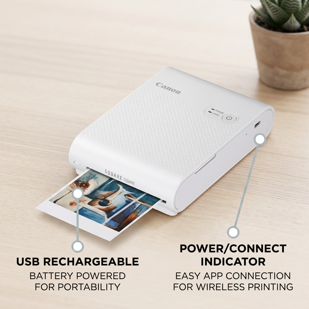 Canon SELPHY Square QX10 – Compact Photo Printer (White)