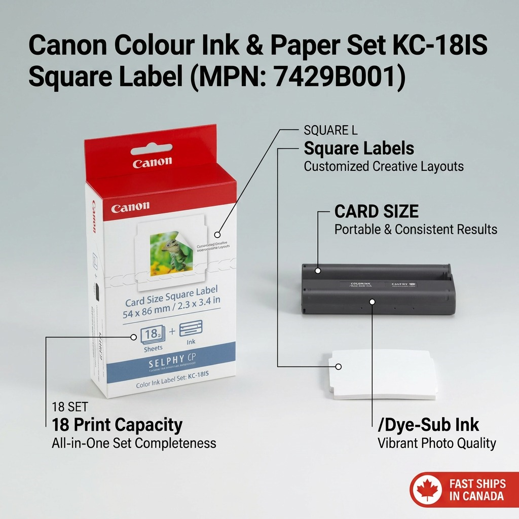 Canon Colour Ink & Paper Set KC-18IS – (Card Size) Square Label