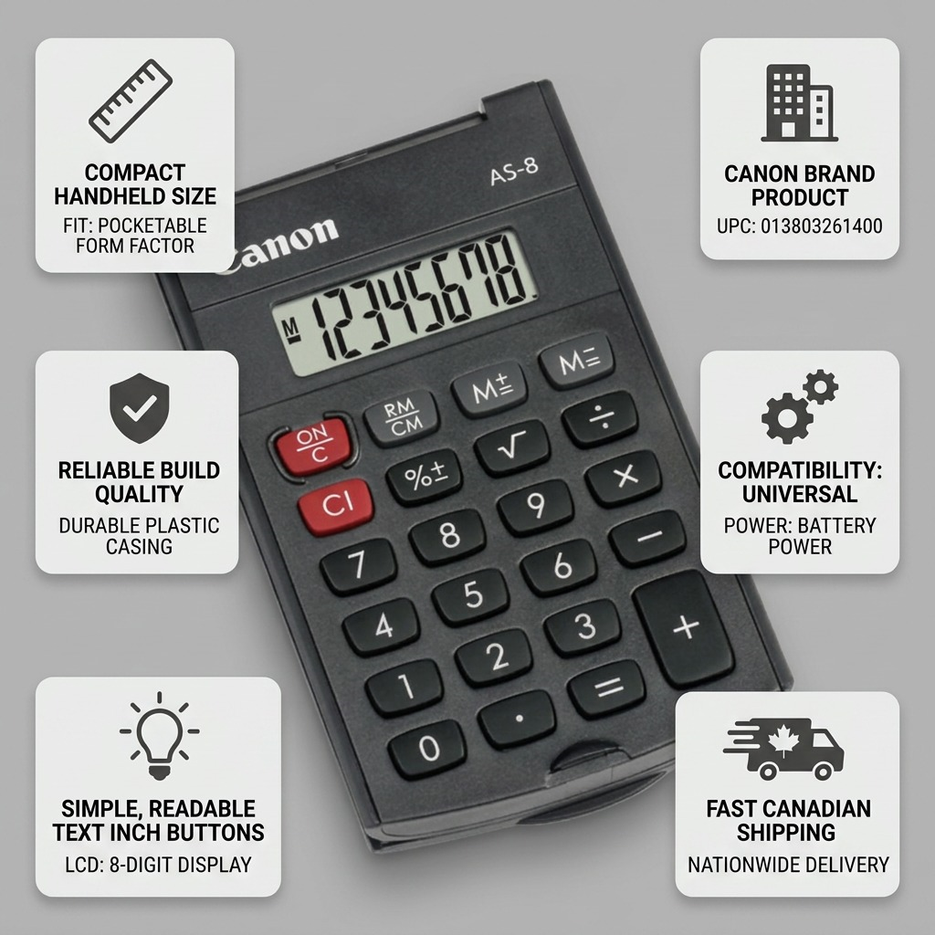 Canon AS-8 – Black 8-Digit Handheld Calculator