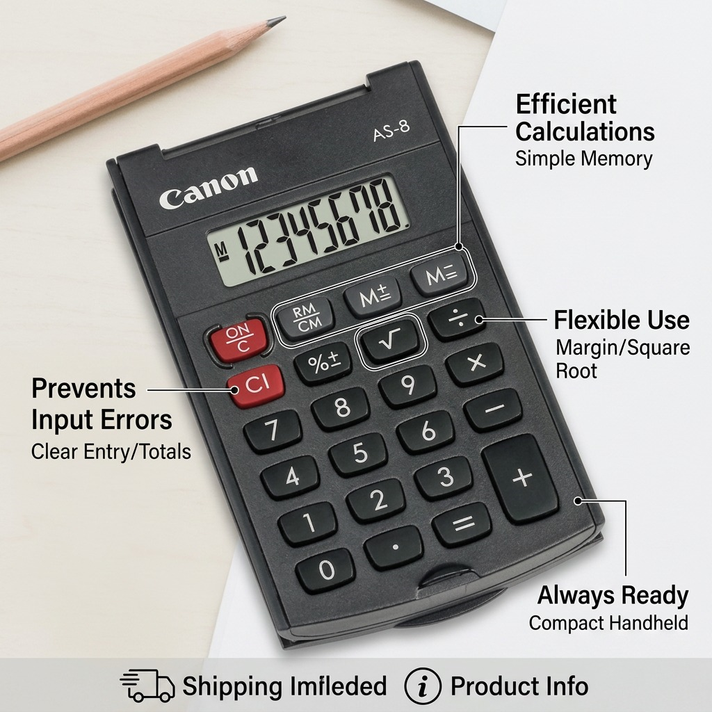 Canon AS-8 – Black 8-Digit Handheld Calculator