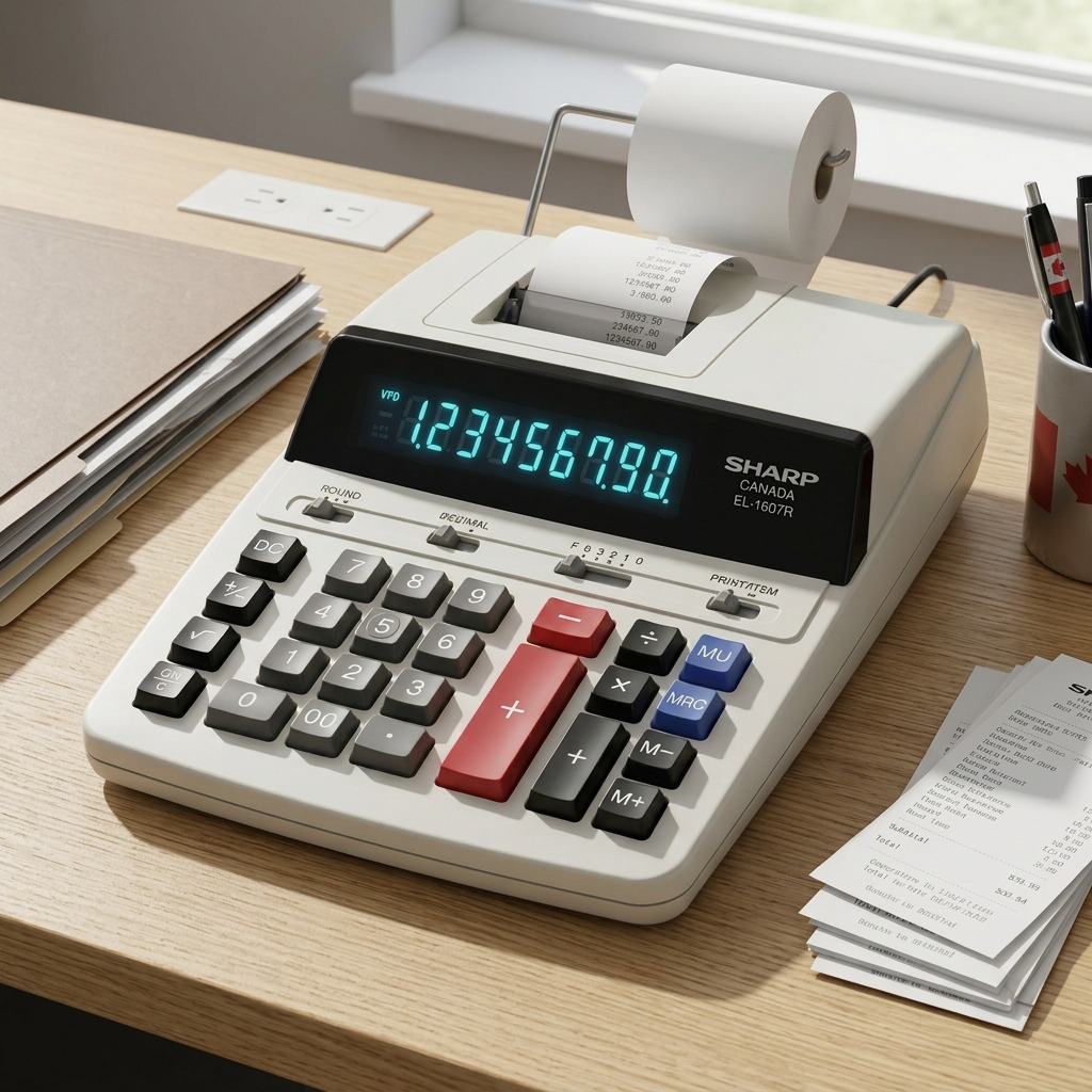Sharp EL-1607R Heavy - Duty Desktop Printing Calculator - 10-Digit 2-Color Printer