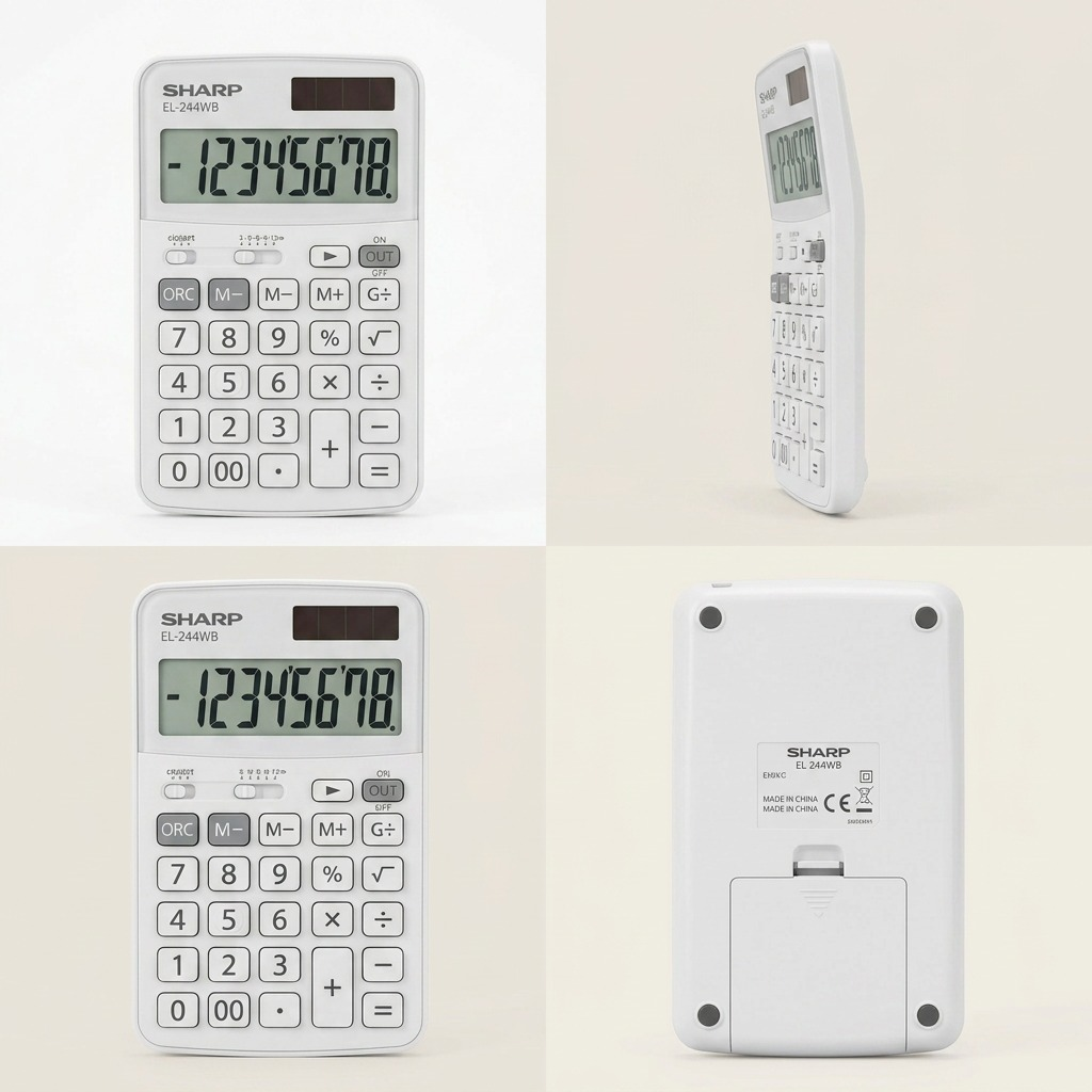 Sharp EL-244WB Professional Pocket Calculator - 8-Digit Extra - Large Display & Twin - Power
