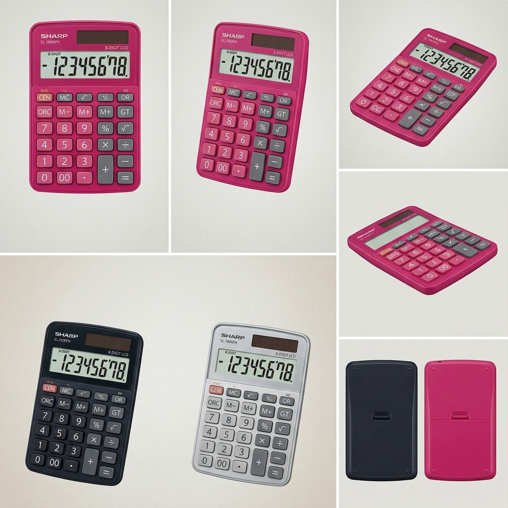 Sharp EL-760RPK Twin Power XL 8-Digit Display Desktop Calculator - Stylish Raspberry Pink Finish