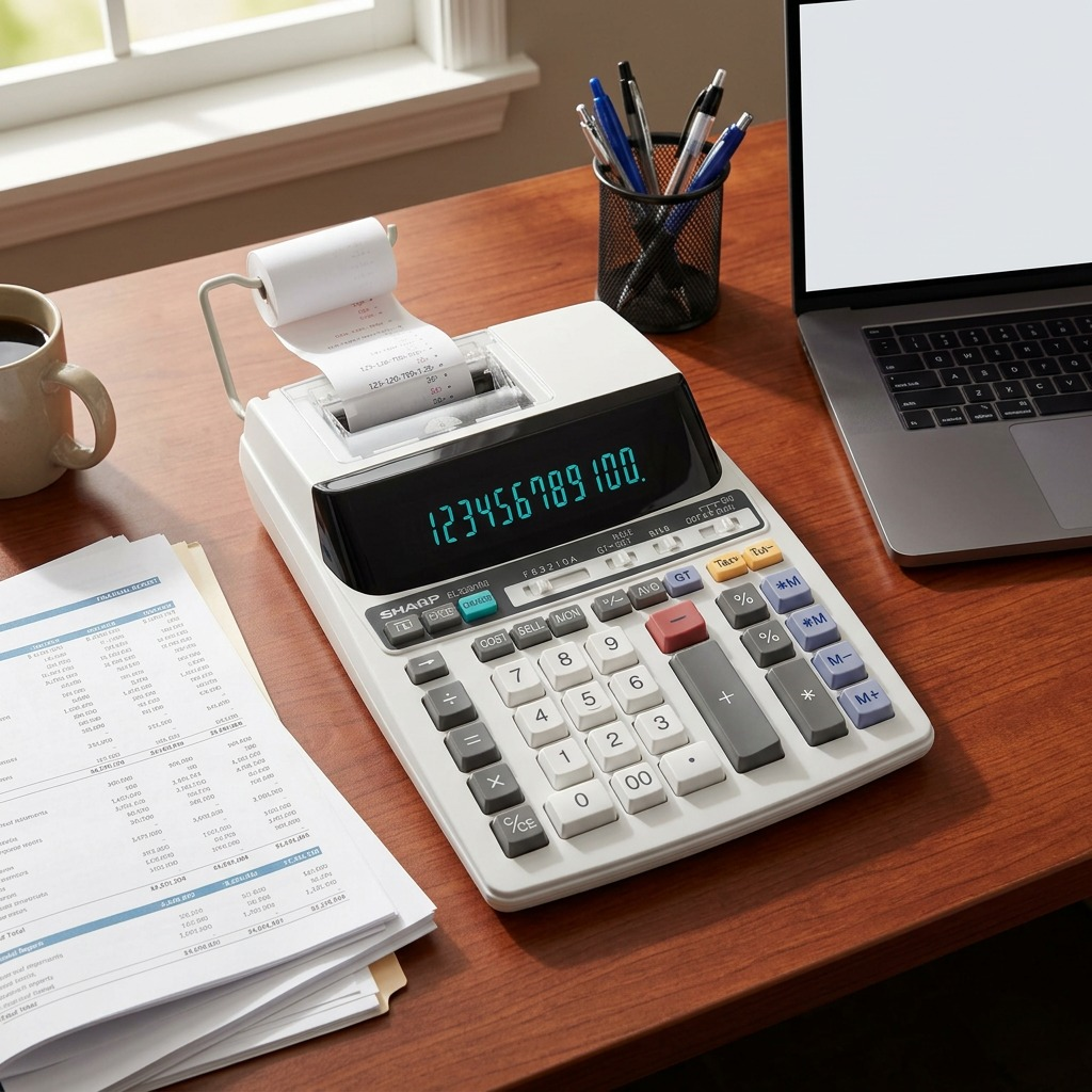 Sharp EL-2201RII 12 Digit Fluorescent Printing Calculator, 2-Colour