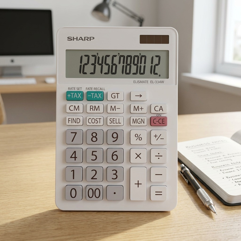 Sharp EL-334W Professional Desktop Calculator - 12-Digit XL Display with Cost - Sell - Margin