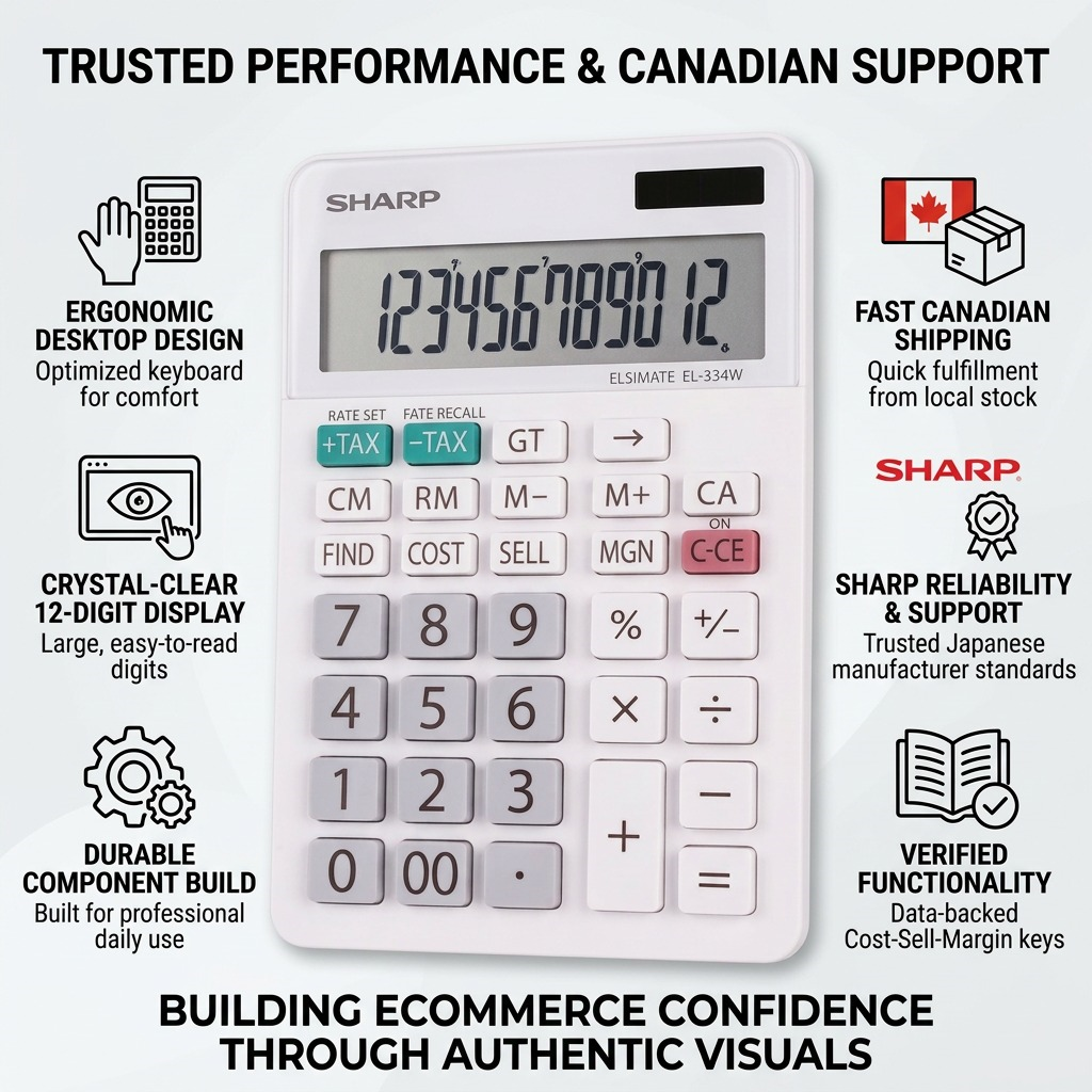 Sharp EL-334W Professional Desktop Calculator - 12-Digit XL Display with Cost - Sell - Margin