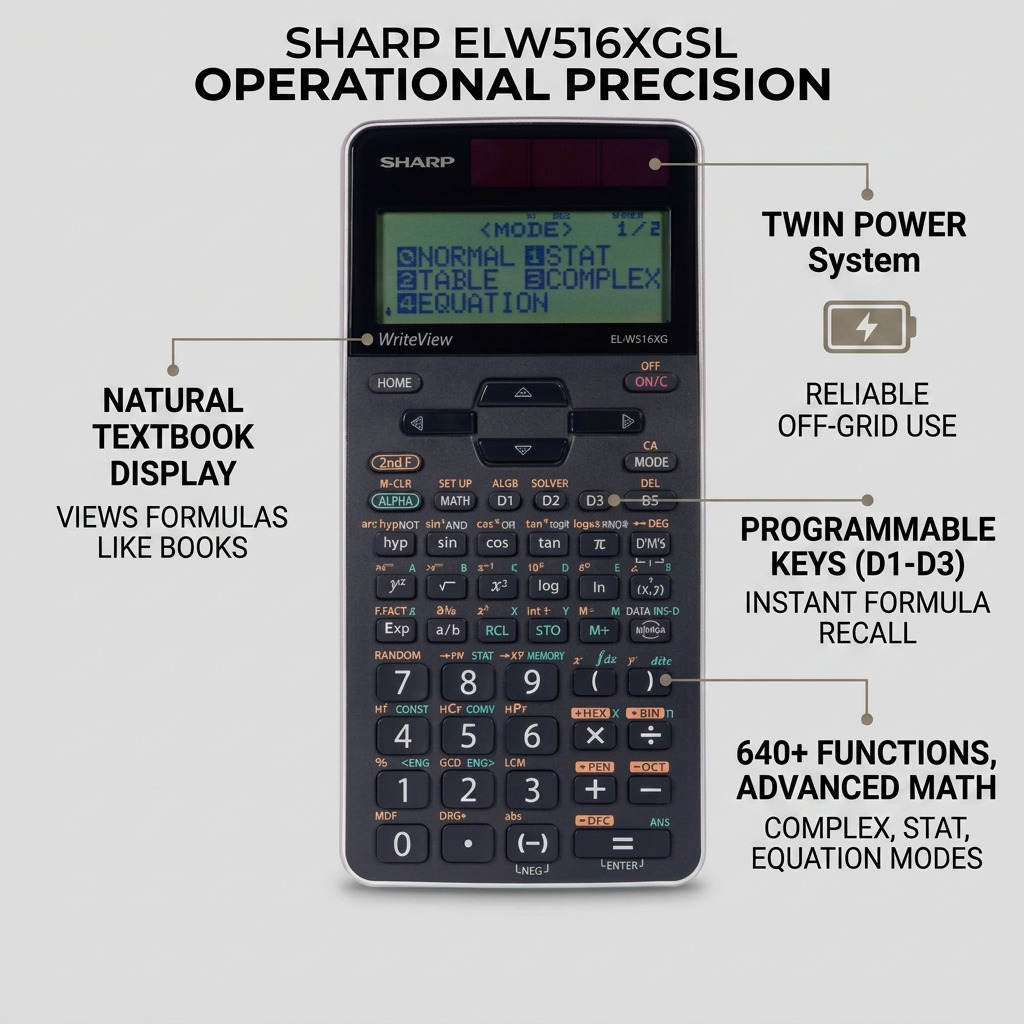 Sharp EL-W516XGSL – WriteView Scientific Calculator