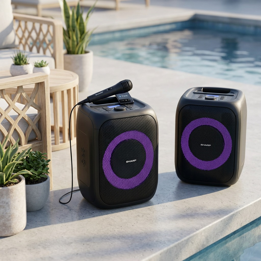Sharp PS-914 Compact Portable Party Speaker - 20W Rms, Bluetooth 5.3 & LED Lights