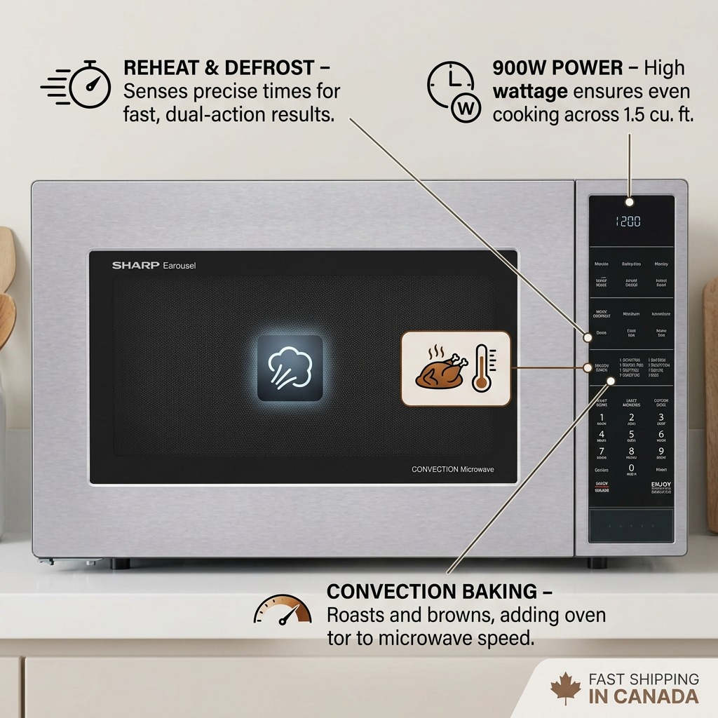 Sharp SMC1585KS Carousel Convection Microwave Oven - 1.5 cu. ft. 900W Stainless Steel