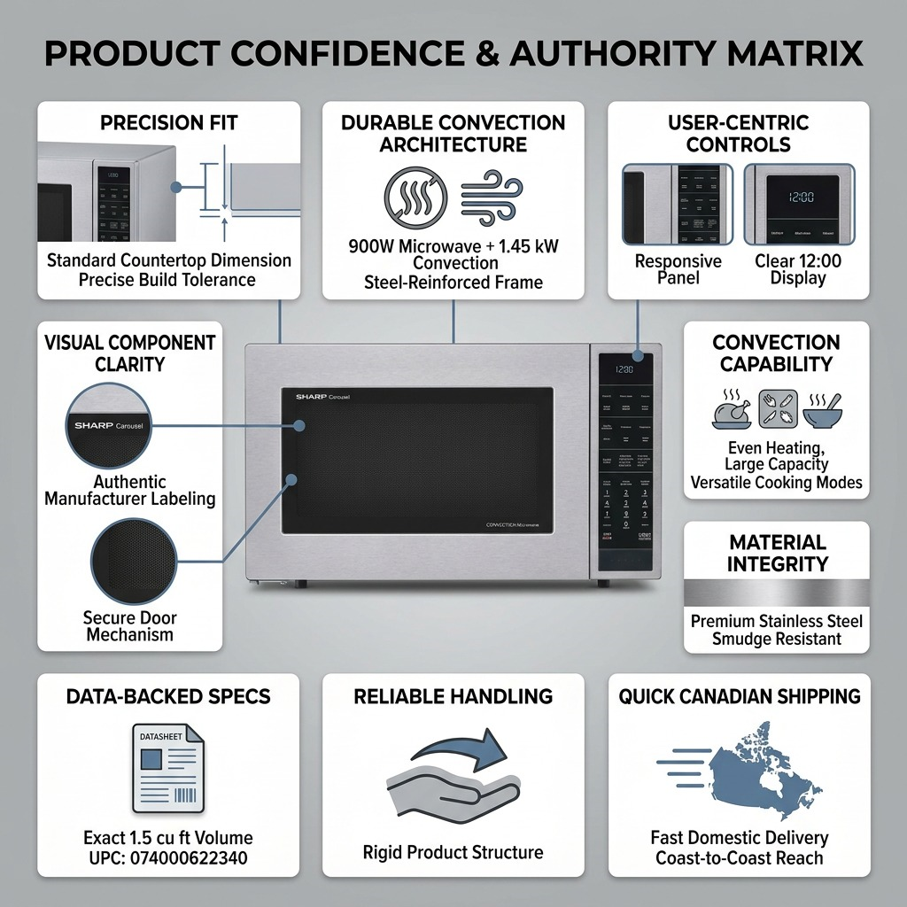 Sharp SMC1585KS Carousel Convection Microwave Oven - 1.5 cu. ft. 900W Stainless Steel