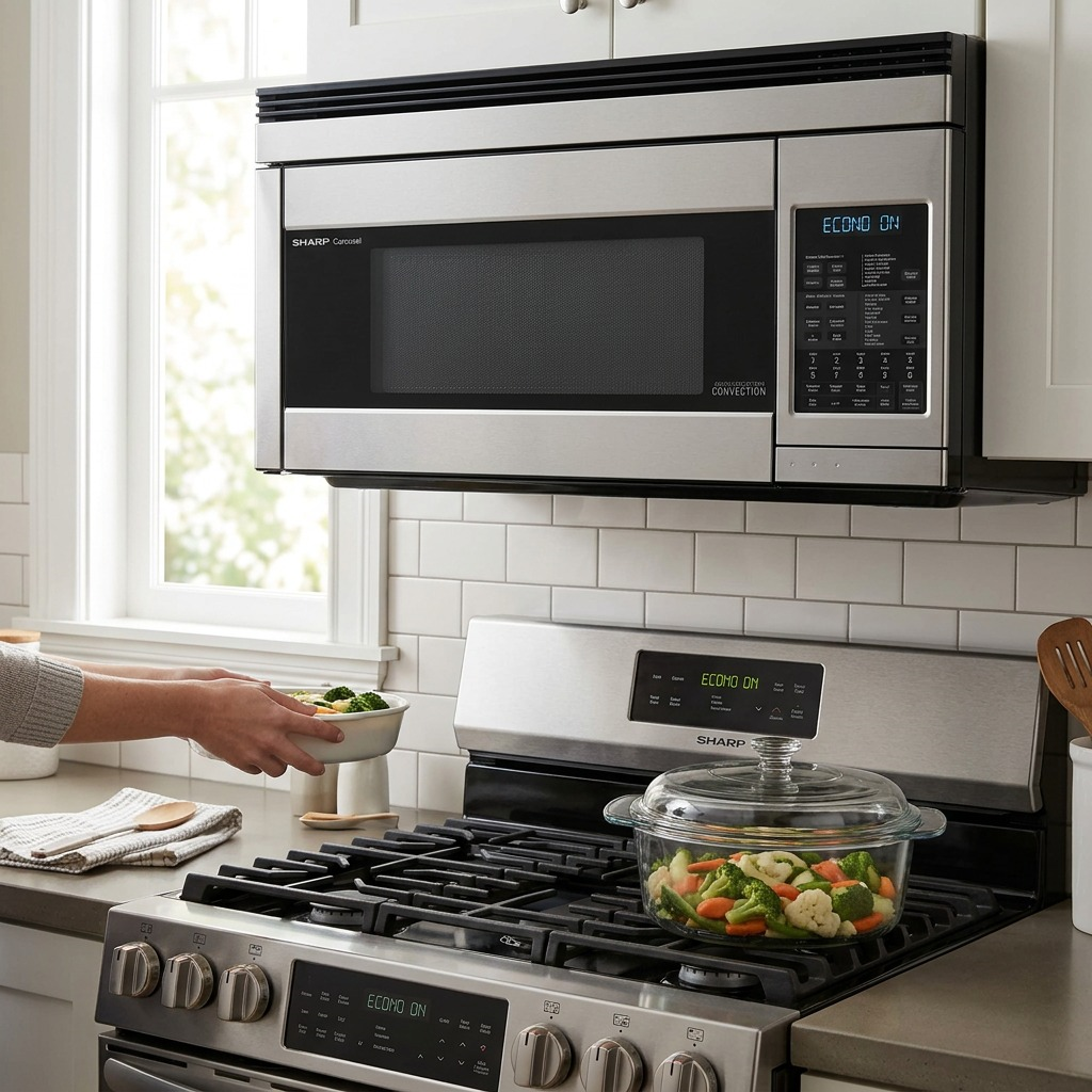 Sharp R1874TY Carousel Over-the - Range Microwave - 1.1 cu. ft. 850W Convection Oven