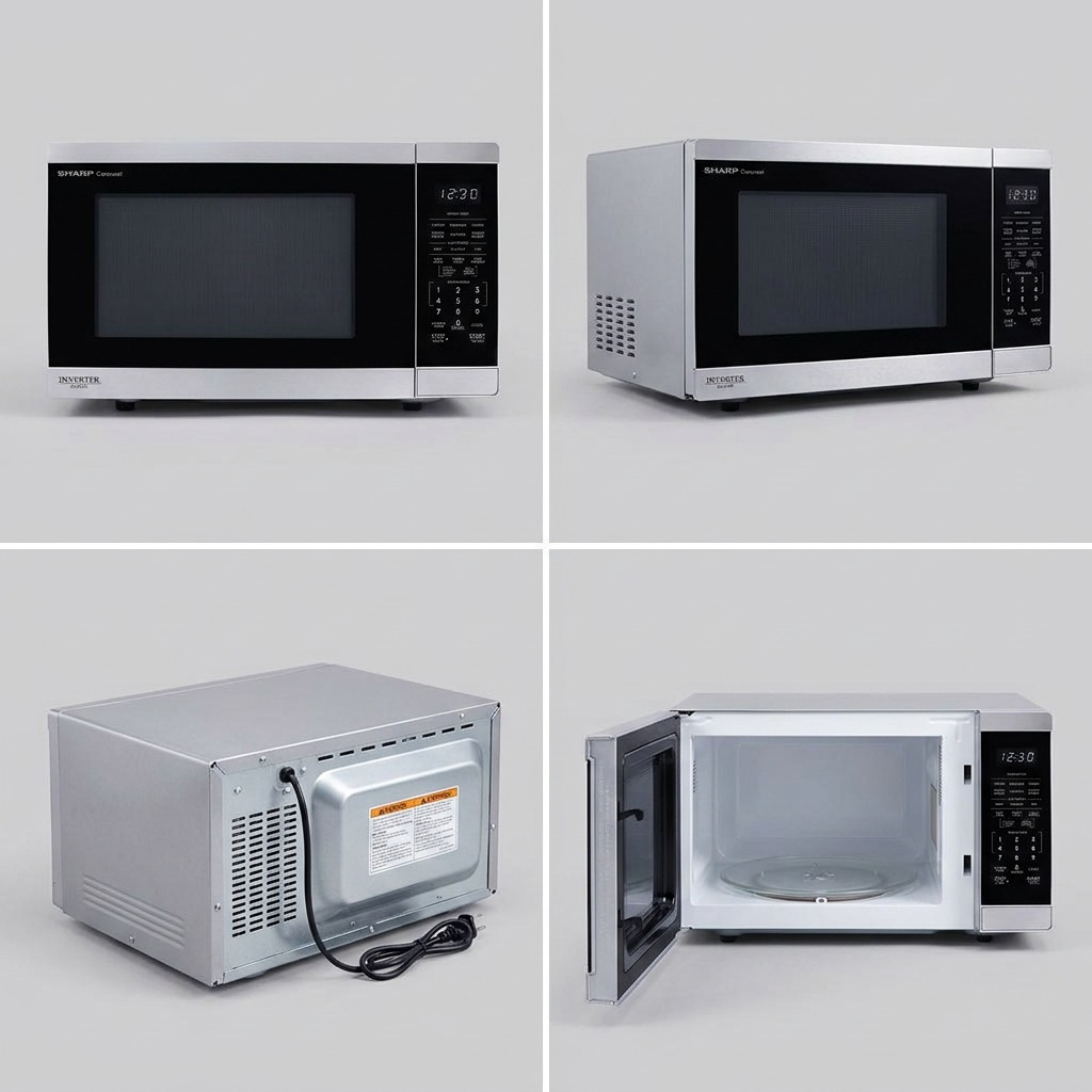 Sharp SMC1464KSC Carousel Countertop Microwave Oven with Inverter Technology 1.4 cu. ft. 1100W Stainless Steel