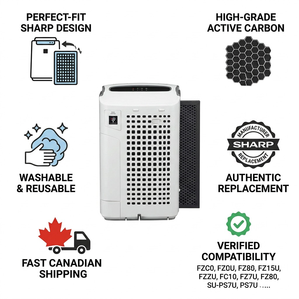 Sharp FZC150DFU Active Carbon Replacement Filter - Washable & Reusable Deodorizing Kit