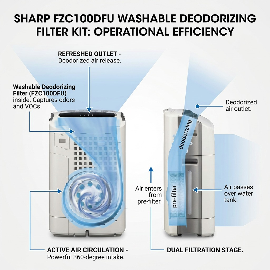 Sharp FZC100DFU Replacement Filter Kit for KC-850U - Washable Deodorizing Filter