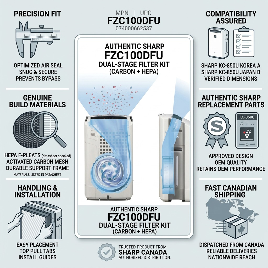 Sharp FZC100DFU Replacement Filter Kit for KC-850U - Washable Deodorizing Filter